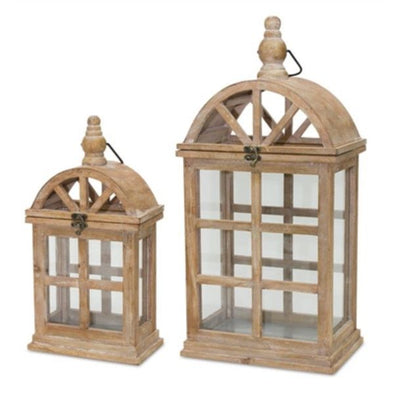 Whitewashed Wooden Lantern Set