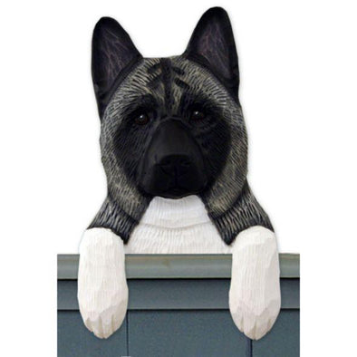 Wood Carved Akita Dog Door Topper - Grey Shugar Plums Gift Store