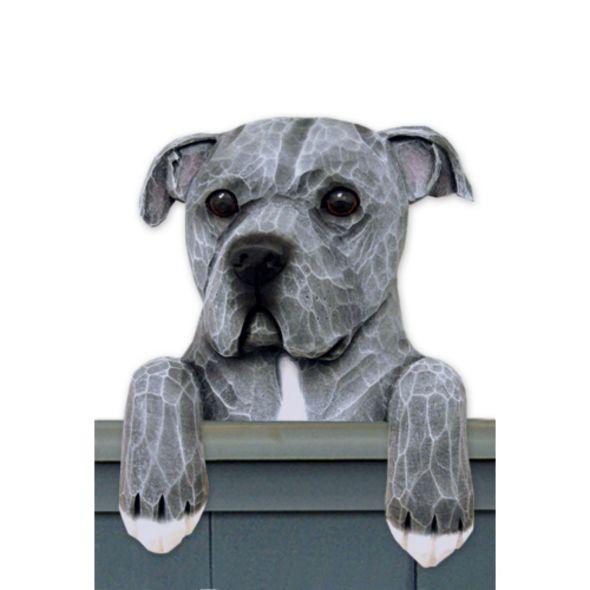 Wood Carved Pit Bull Dog Door Topper