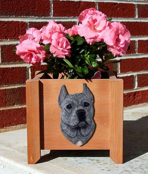 Staffordshire Terrier Wood Planter Box