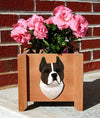 Staffordshire Terrier Wood Planter Box - Brindle/White Shugar Plums Gift Store