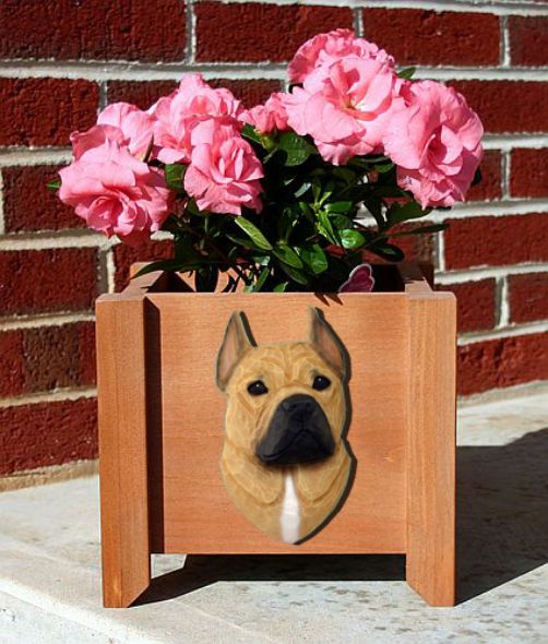 Staffordshire Terrier Wood Planter Box
