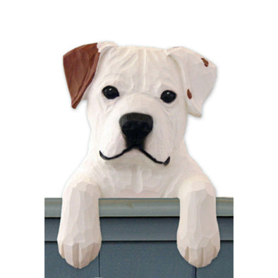 Wood Carved American Bulldog Dog Door Topper - Red/White Shugar Plums Gift Store