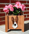 Basenji Dog Wood Planter Box - Red/White Shugar Plums Gift Store