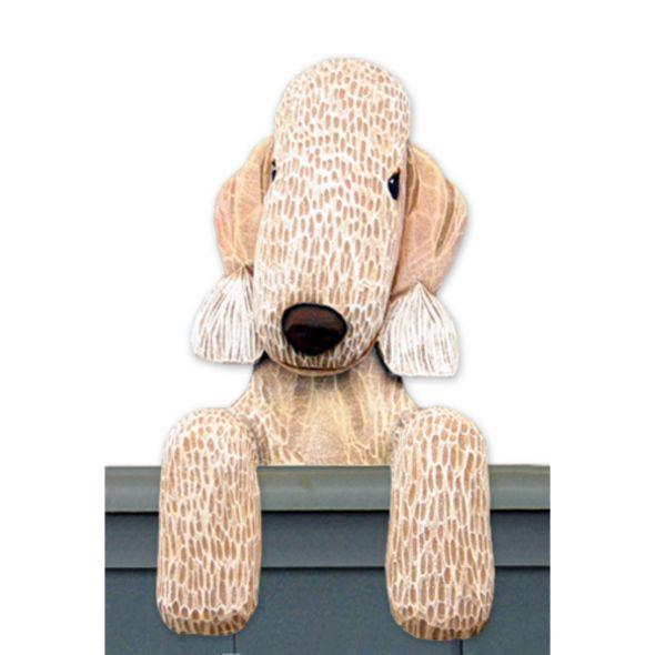 Wood Carved Bedlington Dog Door Topper