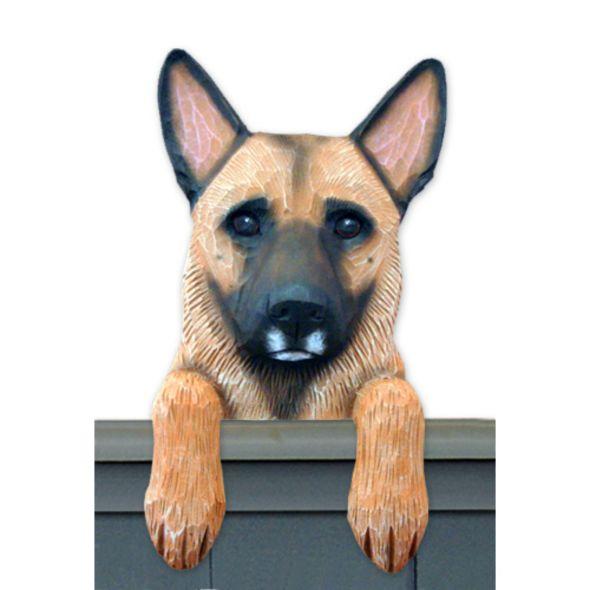 Wood Carved Belgian Malinois Dog Door Topper