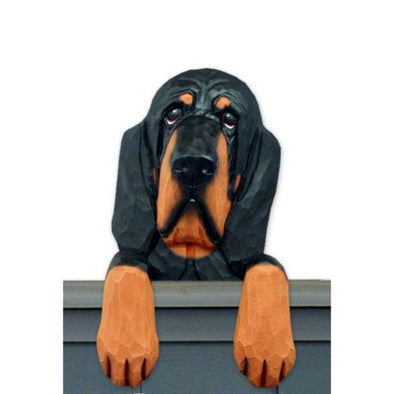 Wood Carved Bloodhound Dog Door Topper - Black & Tan Shugar Plums Gift Store