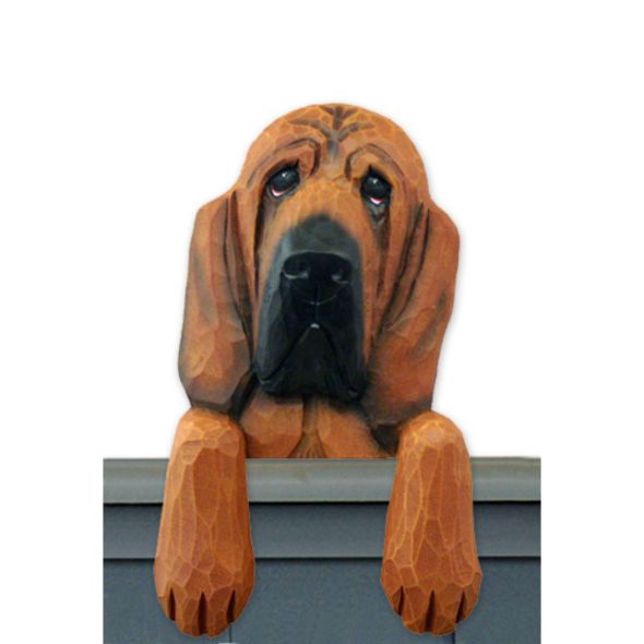 Wood Carved Bloodhound Dog Door Topper