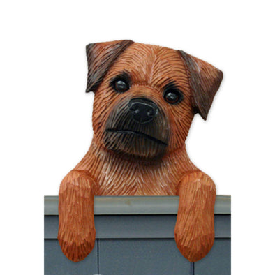 Wood Carved Border Terrier Dog Door Topper - Red Shugar Plums Gift Store