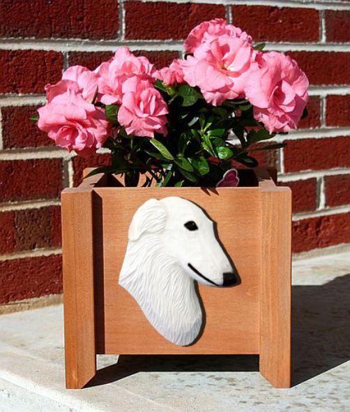 Handmade Borzoi Dog Planter Box