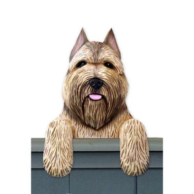 Wood Carved Bouvier Dog Door Topper - Fawn Cropped Shugar Plums Gift Store