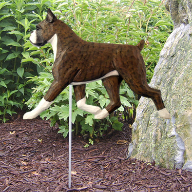Boxer Dog Outdoor Garden Stake - Cropped Brindle Shugar Plums Gift Store