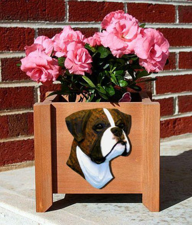 Handmade Natural Boxer Dog Planter Box - Brindle Shugar Plums Gift Store
