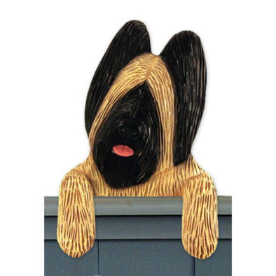 Wood Carved Briard Dog Door Topper - Tawny Shugar Plums Gift Store