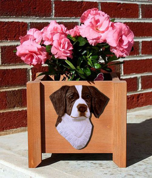 Handmade Brittany Dog Planter Box