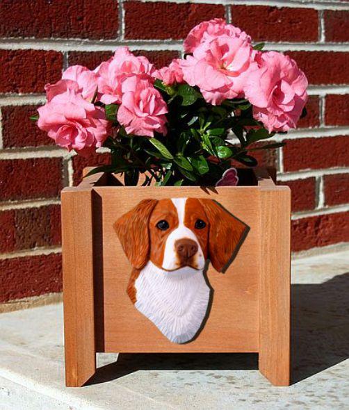 Handmade Brittany Dog Planter Box
