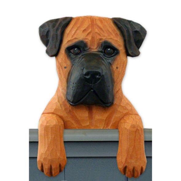 Wood Carved Bullmastiff Dog Door Topper