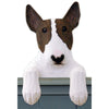 Wood Carved Bull Terrier Dog Door Topper - Brindle/White Shugar Plums Gift Store