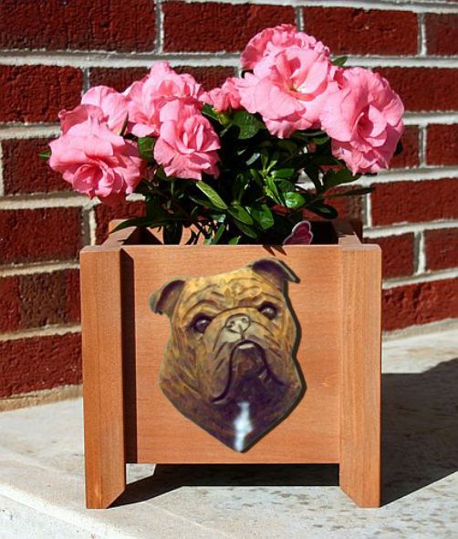 Handmade English Bulldog Dog Planter Box