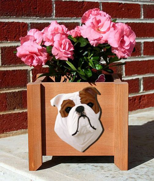 Handmade English Bulldog Dog Planter Box