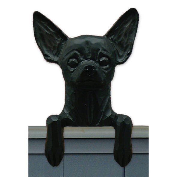 Wood Carved Chihuahua Dog Door Topper
