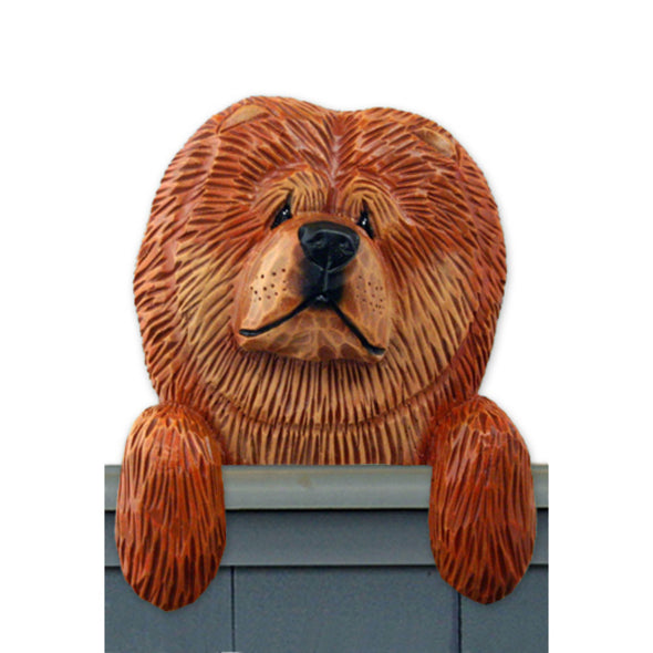 Wood Carved Chow Chow Dog Door Topper