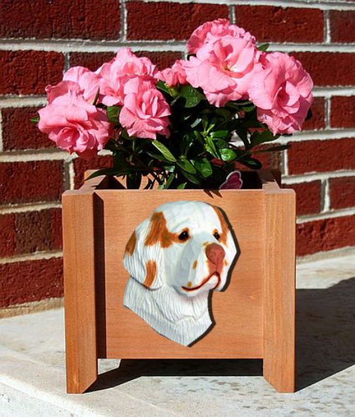 Handmade Clumber Spaniel Dog Planter Box