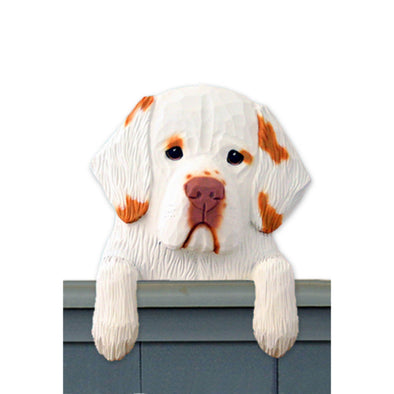 Wood Carved Clumber Spaniel Dog Door Topper - Orange Shugar Plums Gift Store