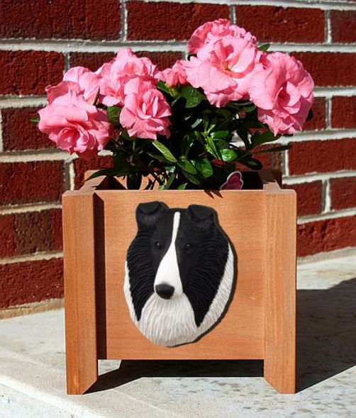 Handmade Collie Dog Planter Box