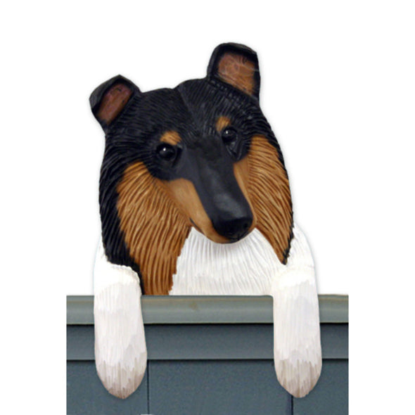 Wood Carved Collie Dog Door Topper