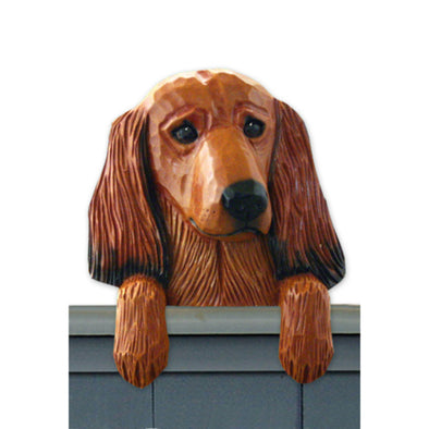Wood Carved Dachshund (longhaired) Dog Door Topper - Red Shugar Plums Gift Store