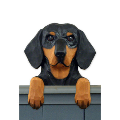 Wood Carved Dachshund Dog Door Topper - Black/Tan Shugar Plums Gift Store