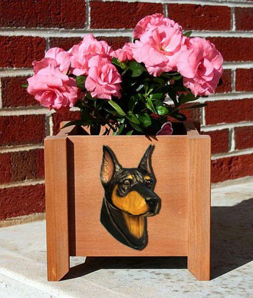 Handmade Doberman Dog Planter Box