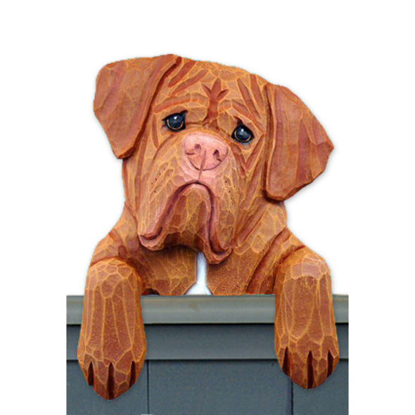 Wood Carved Dougue de Bordeaux Dog Door Topper