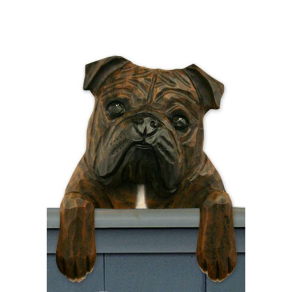 Wood Carved English Bulldog Dog Door Topper