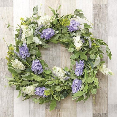 Mixed Hyacinth & Lavender Wreath 24" - Shugar Plums Gift Store