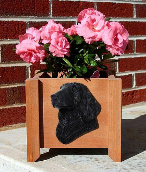 Handmade Flat Coated Retriever Dog Planter Box