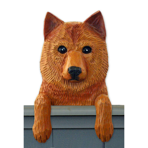 Wood Carved Finnish Spitz Dog Door Topper