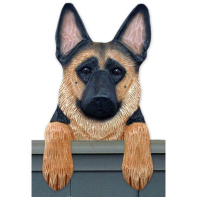 Wood Carved German Shepherd Dog Door Topper - Gold Shugar Plums Gift Store