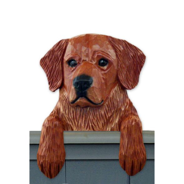 Wood Carved Golden Retriever Dog Door Topper