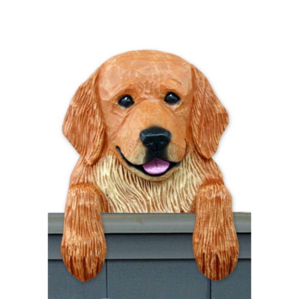 Wood Carved Golden Retriever Dog Door Topper