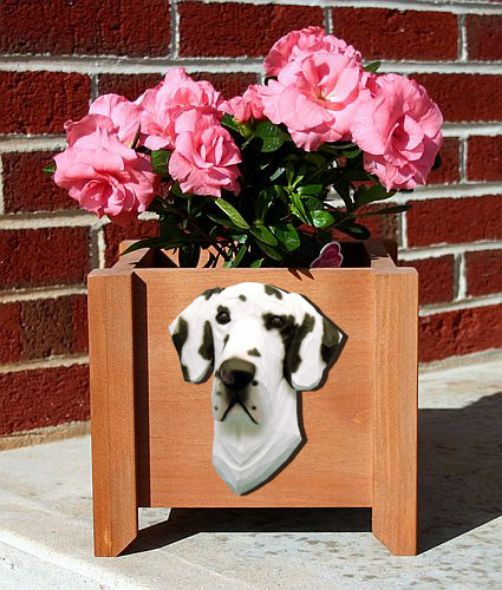 Handmade Natural Great Dane Dog Planter Box