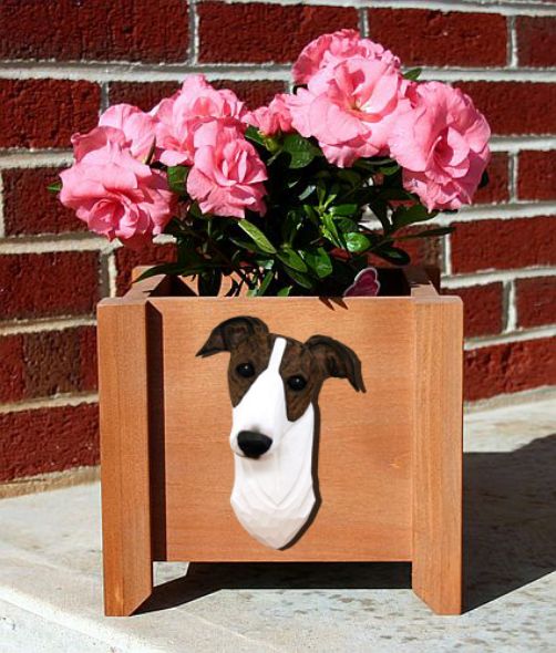 Greyhound Dog Wood Planter Box