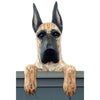 Wood Carved Cropped Great Dane Dog Door Topper - Brindle Shugar Plums Gift Store