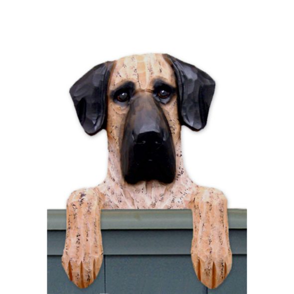 Wood Carved Great Dane Dog Door Topper