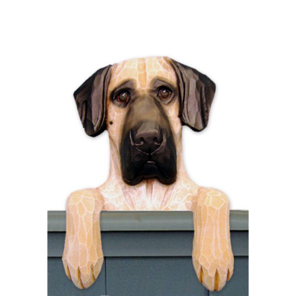 Wood Carved Great Dane Dog Door Topper