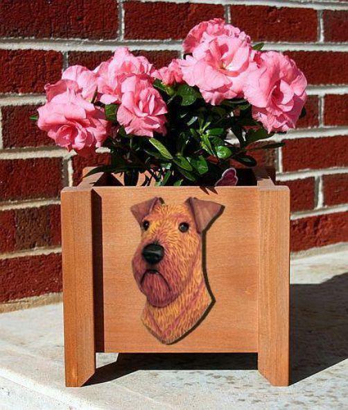 Handmade Irish Terrier Dog Planter Box