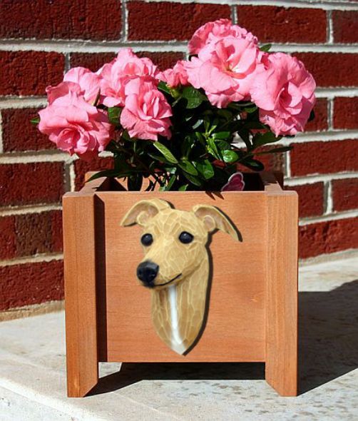 Italian Greyhound Wood Planter Box
