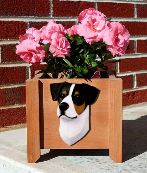 Handmade Jack Russell Dog Planter Box