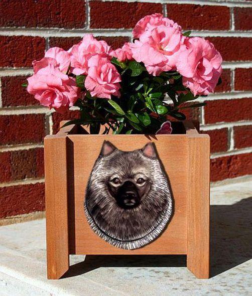 Handmade Keeshound Dog Planter Box
